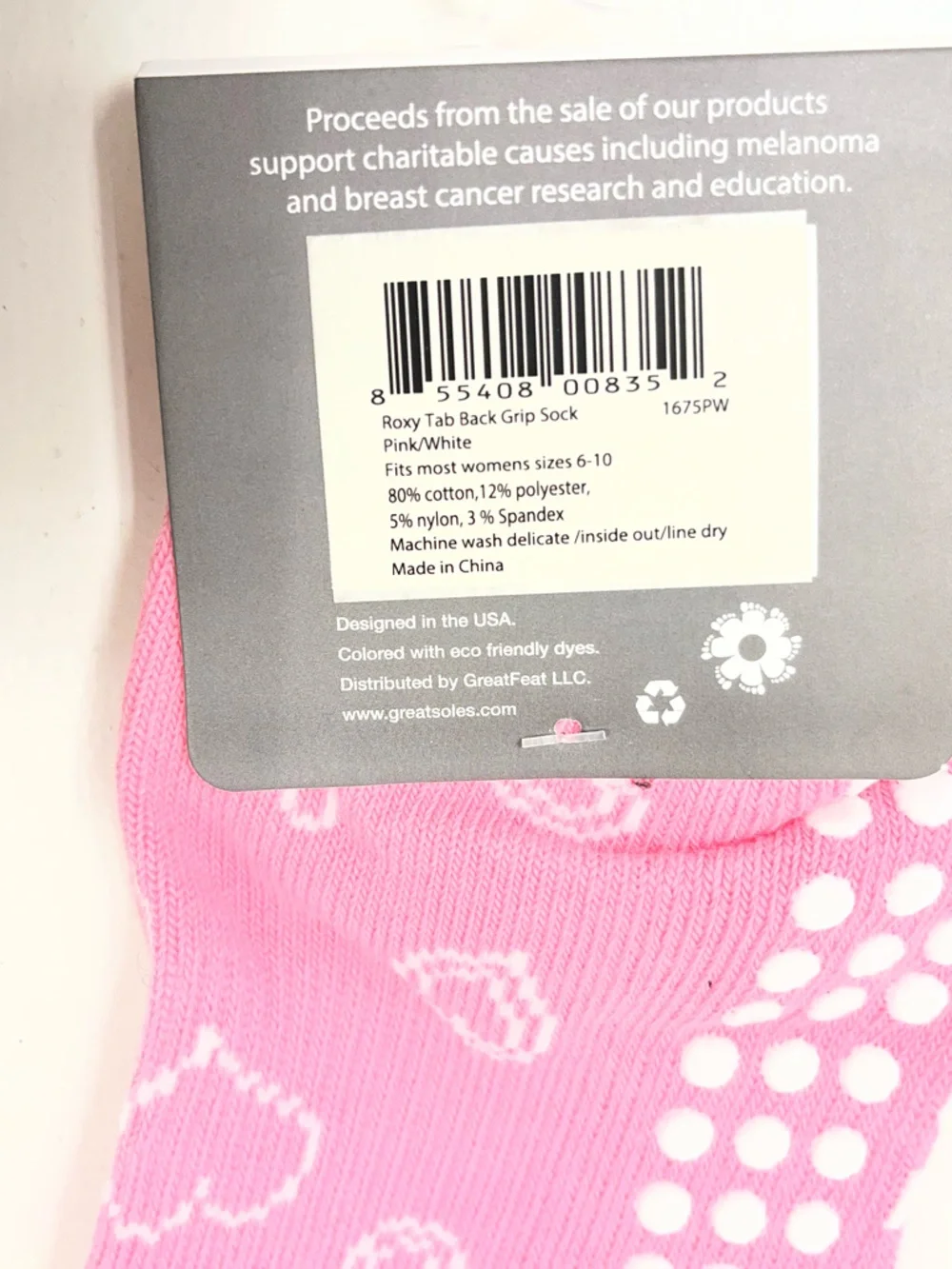 Great Soles Womens Pink Heart Grip Socks, US 6-10